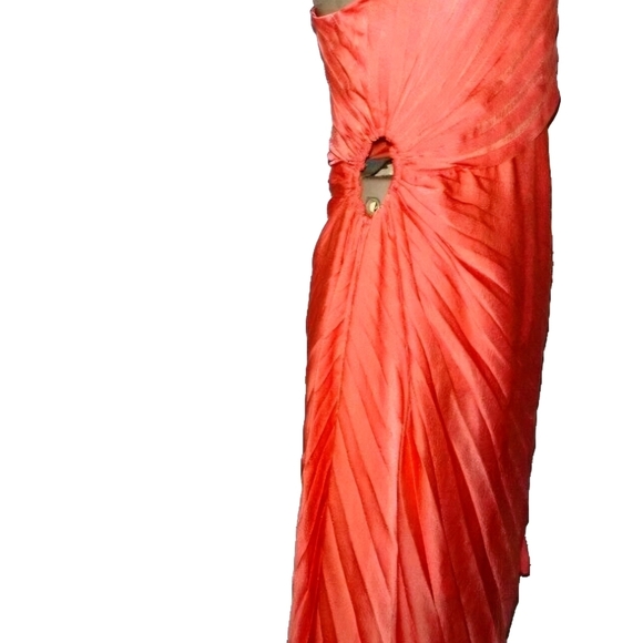 Elegant One-Shoulder Coral Dress - Picture 7 of 7